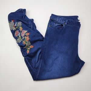 Coldwater Creek Embroidered Ruched Jean Size 16